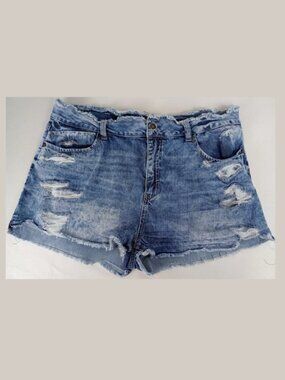 Rewash Women's Size 19/34 Distressed Light Denim Cutoff Shorts